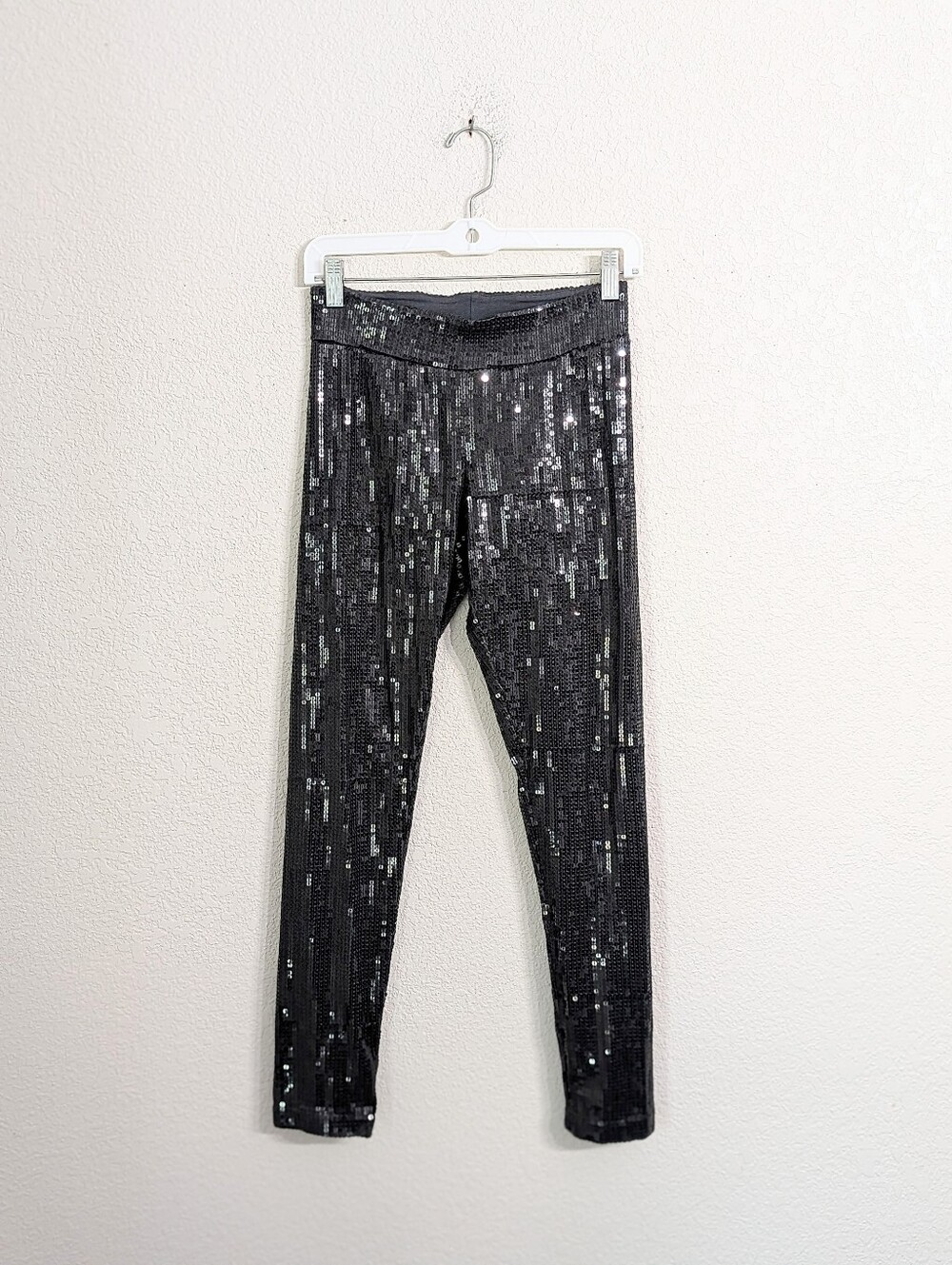 Victoria's Secret Black Sequin Leggings Size S Mid Rise Cocktail Party Disco